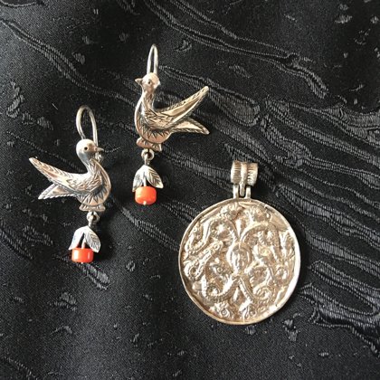 Комплект прикрас: змійовик, сережки