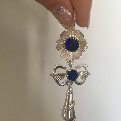 Сережки чернігівського типу: срібло, синє скло