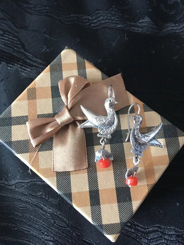 Сережки "Пташечки" з коралом